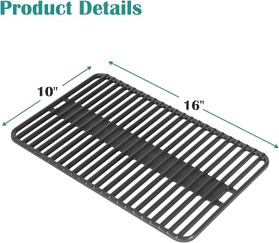 Cast Iron Grill Grate for Weber Go-Anywhere Charcoal and Gas Grill, Cooking Grill Grids Replaces 80631, 70211, 3634, 67195, 16 x 10