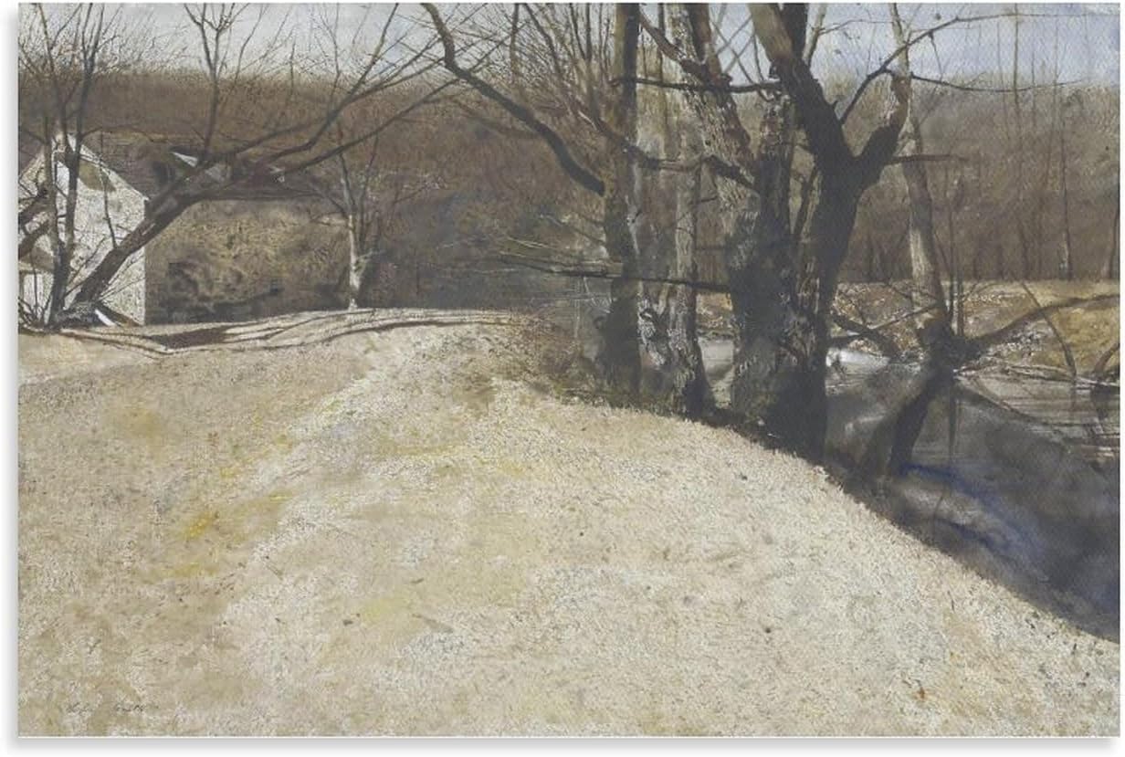 Orjdjz Wxkbl Famous Andrew Wyeth《Corn And Grist》Poster Landscape Canvas Wall Art Andrew Wyeth Prints Retro Painting for Home Decor Picture 40x65cm Frameless