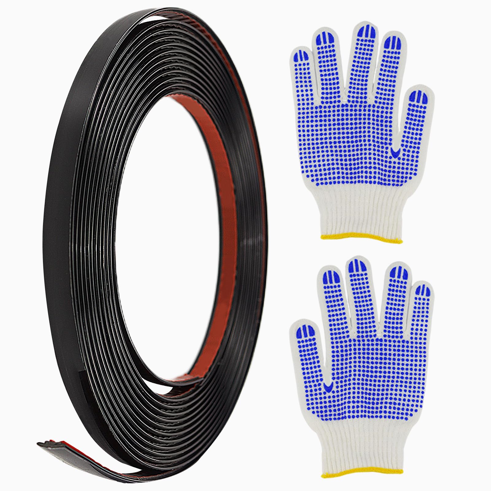 FAELNK Self-Adhesive Wall Trim 5 m x 10 mm Chrome Trim Self-Adhesive Black Stainless Steel Wall Strips with Protective Film Waterproof for Wall Door Ceiling Furniture Car