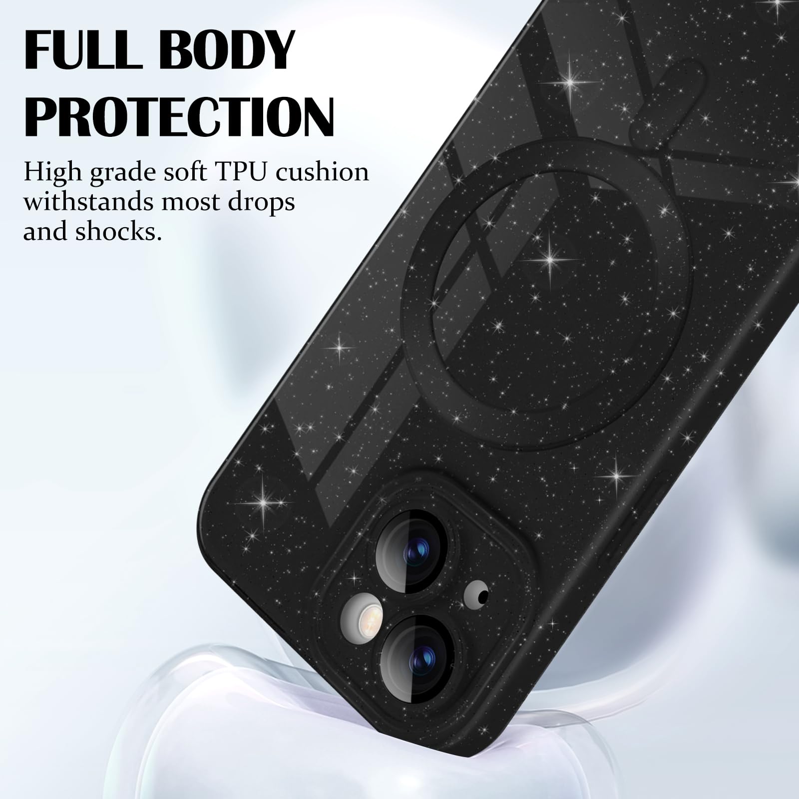Newseego Glitzer IPhone 15 Pro Hülle Mit MagSafe – Transparente Schutzhülle, Magnetisch, Stoßfest, Mit Glitzereffekt