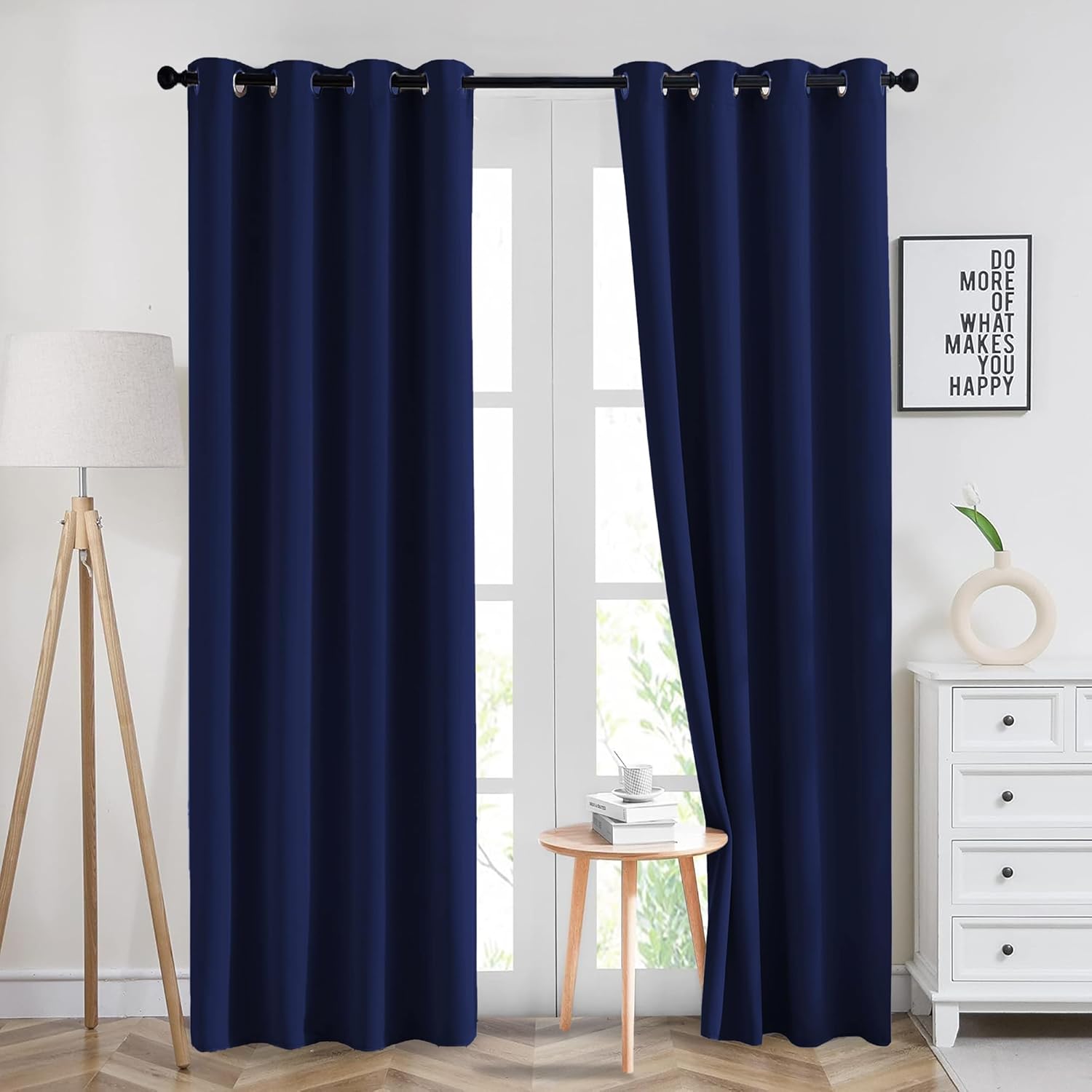 Imperial Rooms Blackout Curtains for Living Room Eyelet Navy Bedroom