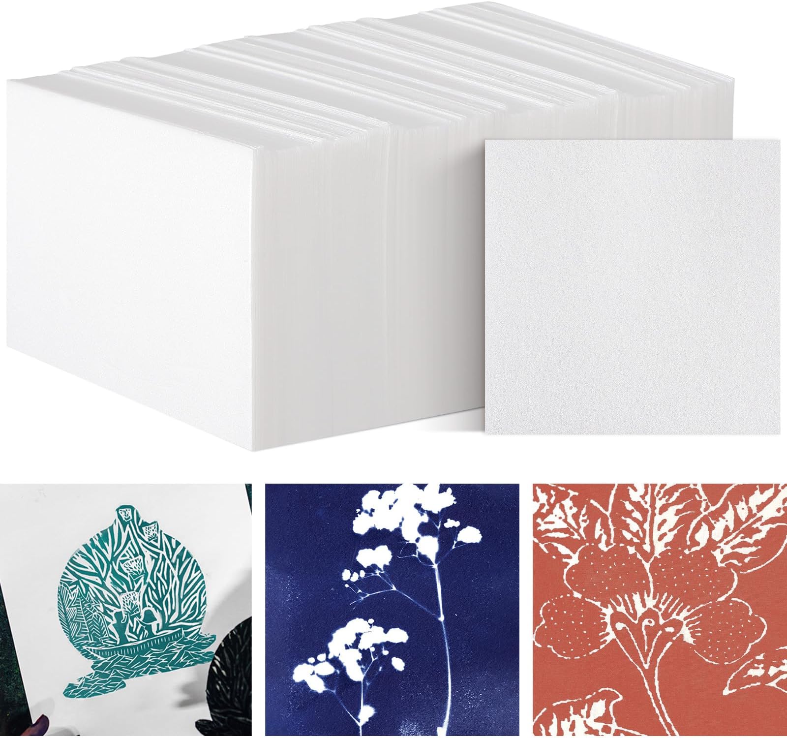 Cholemy 120 Pcs Foam Printing Plates 12 x 12 Inch White Foam Sheets 1/20 Inch Thick Foam Board Foam Papers Set for Card Making, Crafting, Printing, DIY Project, Stamp, Classroom, Scrap Booking