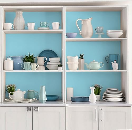 Miniatura 6 de Micpolo Papel tapiz azul de 15.7 x 197 pulgadas para dormitorio, papel adhesivo azul para despegar y pegar, papel tapiz para baño, vinilo extraíble,