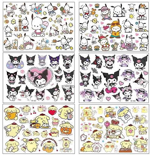 Miniatura 2 de 220 calcomanías para tatuajes de recuerdo de fiesta, tatuajes temporales de dibujos animados kawaii, suministros para fiestas de cumpleaños para