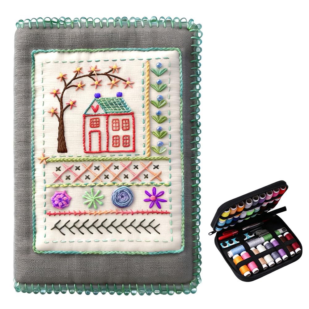Rppiup Embroidery Stitch Book Kit, 2026 New Embroidery Books for Beginners with Complete Toolkit & Instructional Tutorial, DIY High-Density EmbroideryBook, Perfect for Beginners and Craft Lovers