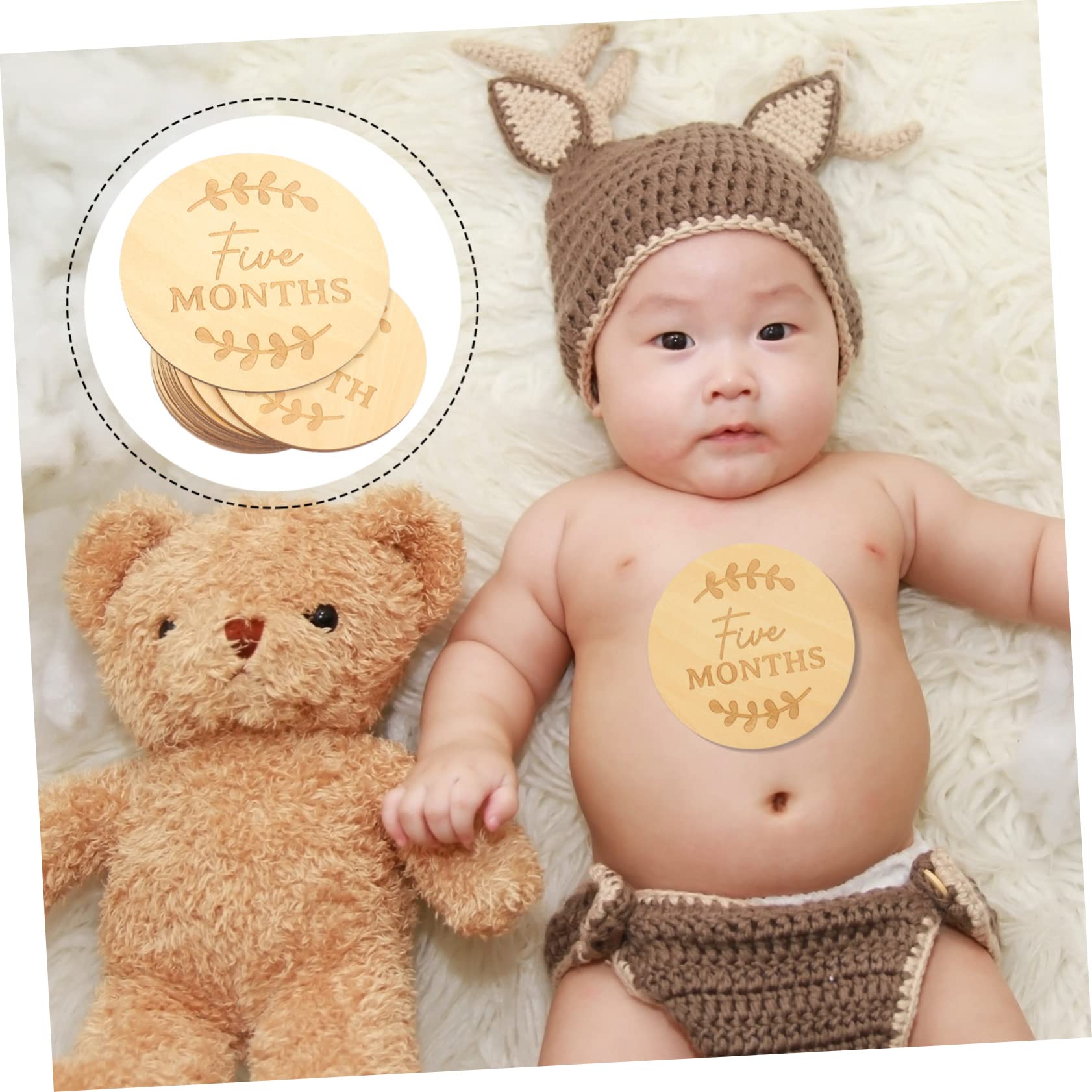 PRETYZOOM 39 Piezas Apoyos De La Foto Del Bebé De Hitos Domésticos Infantil Tarjetas De Crecimiento Infantil Del Bebé De Bebe Tarjetas Conmemorativas De Bebe Madera
