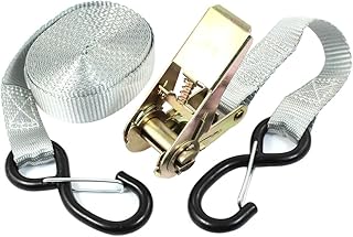 Aexit S Shape Material Handling Metal Hook Cargo Binding Band Ratchet Tie Down Strap 5M Straps 16ft Gray