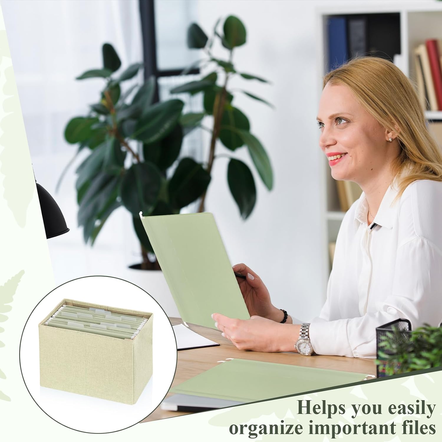 Letter Size Green Hanging File Folders Hanging Document Folder Plastic Transparent Hanging File Folder for File Cabinets Document Filing (20, Sage Green)