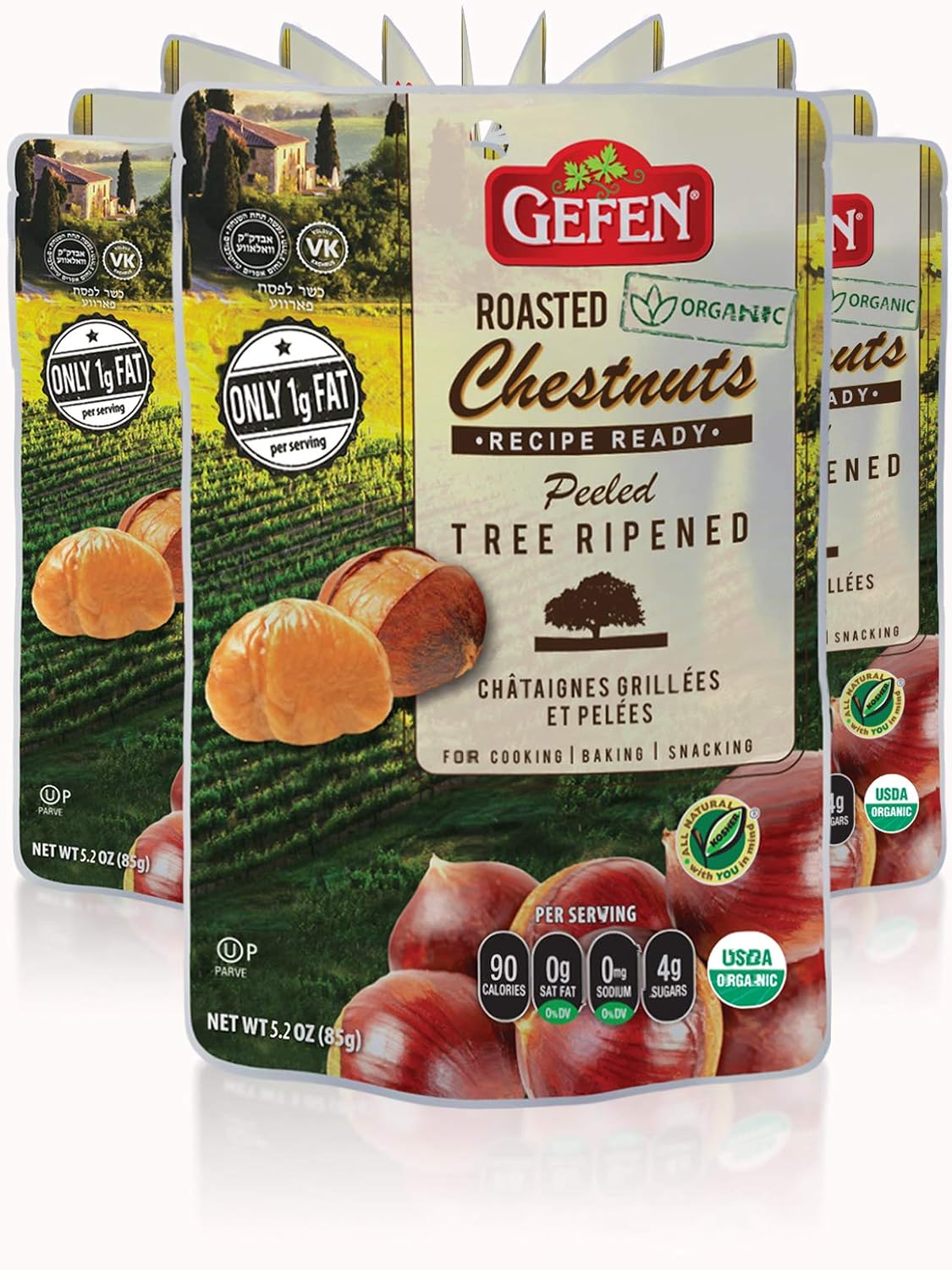 Gefen Whole Organic Chestnuts, Roasted & Peeled , 5.2 Ounce (Pack of 12)