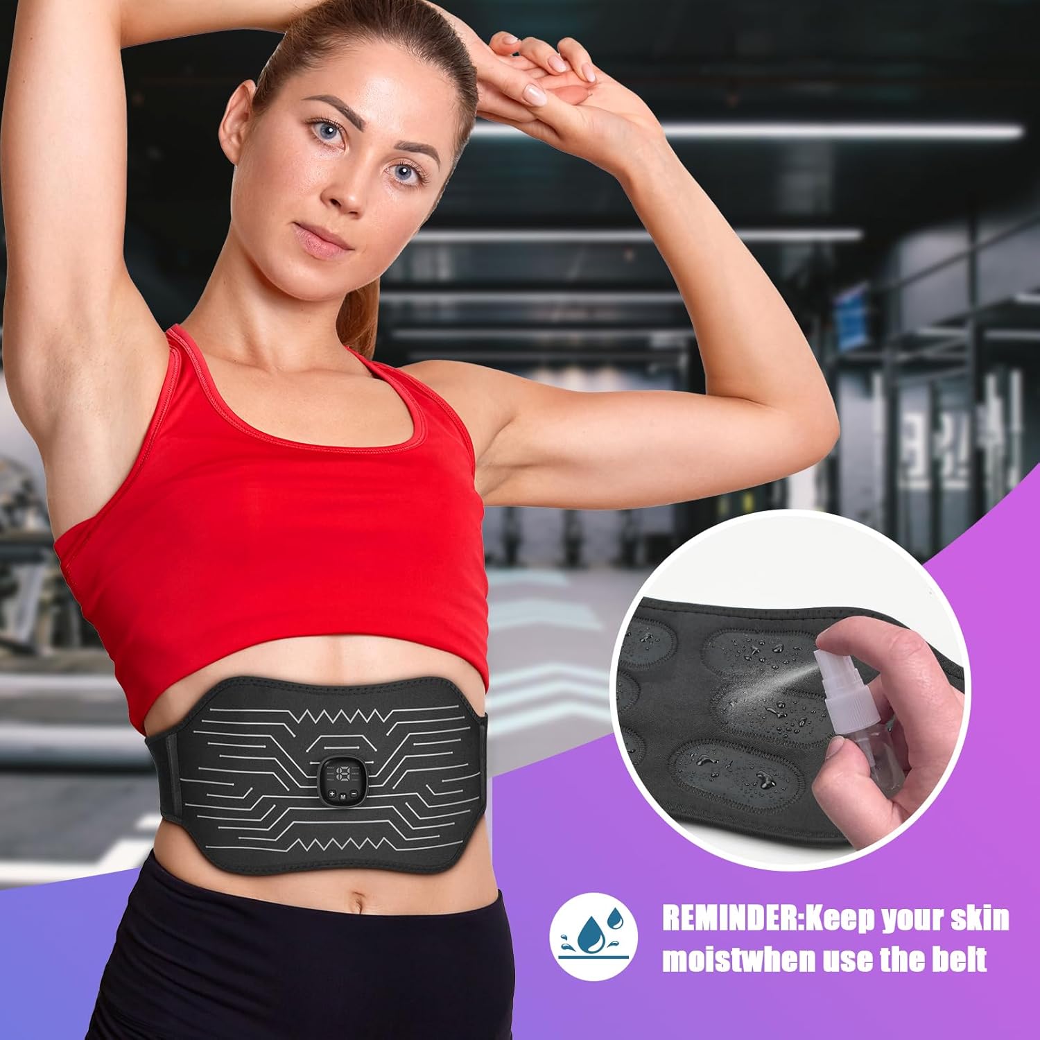 FDA Cleared - Abs Stimulator Muscle Toner, EMS Muscle Stimulator, Fitness Belt Ab Workout Equipment (Black White) - Image 6