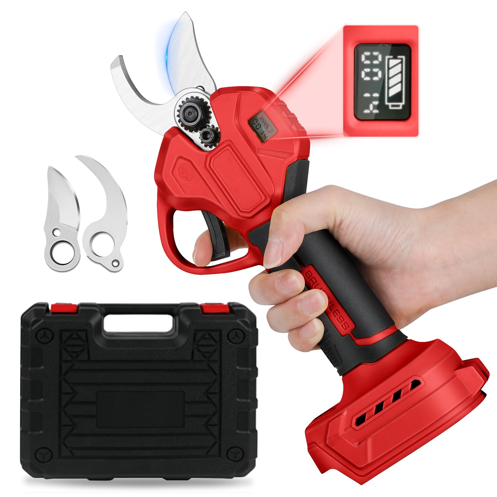 Élagueur électrique sans fil 45 mm pour Milwaukee 18 V (sans piles), moteur sans brosses, scie électrique à batterie, ciseaux pour branche, ciseaux LCD, élagage d'arbres fruitiers