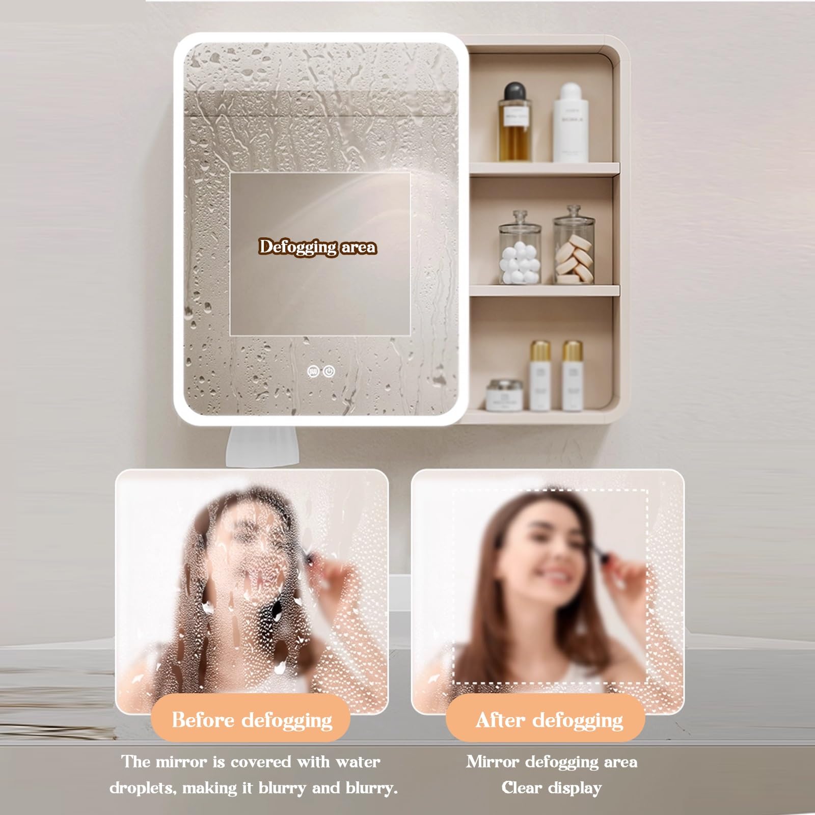 Armadietto a specchio da bagno in alluminio impermeabile da 40 cm - Scaffale multistrato per prodotti di bellezza a parete, design elegante e moderno