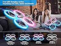 Vista 4 de Q9s Drones for Kids,Cool RC Drone with Altitude Hold and Headless Mode,Hobby Quadcopter with Blue&Pink Light,2 Batteries and Remote Control,Birthday