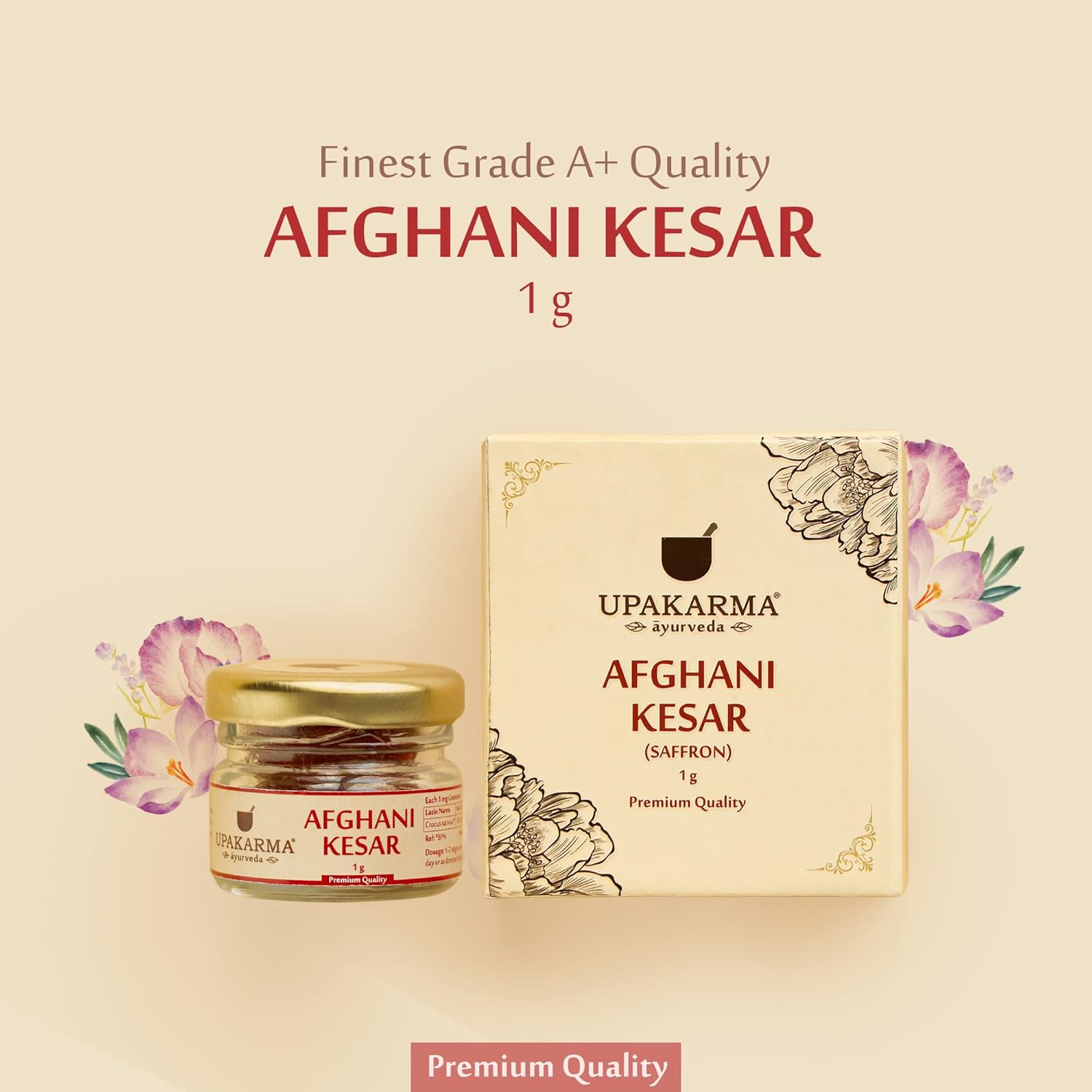 UPAKARMA Certified Natural, Pure and Organic Finest A++ Grade 1 Gram Afghani Kesar / Saffron Threads - Pack of 2