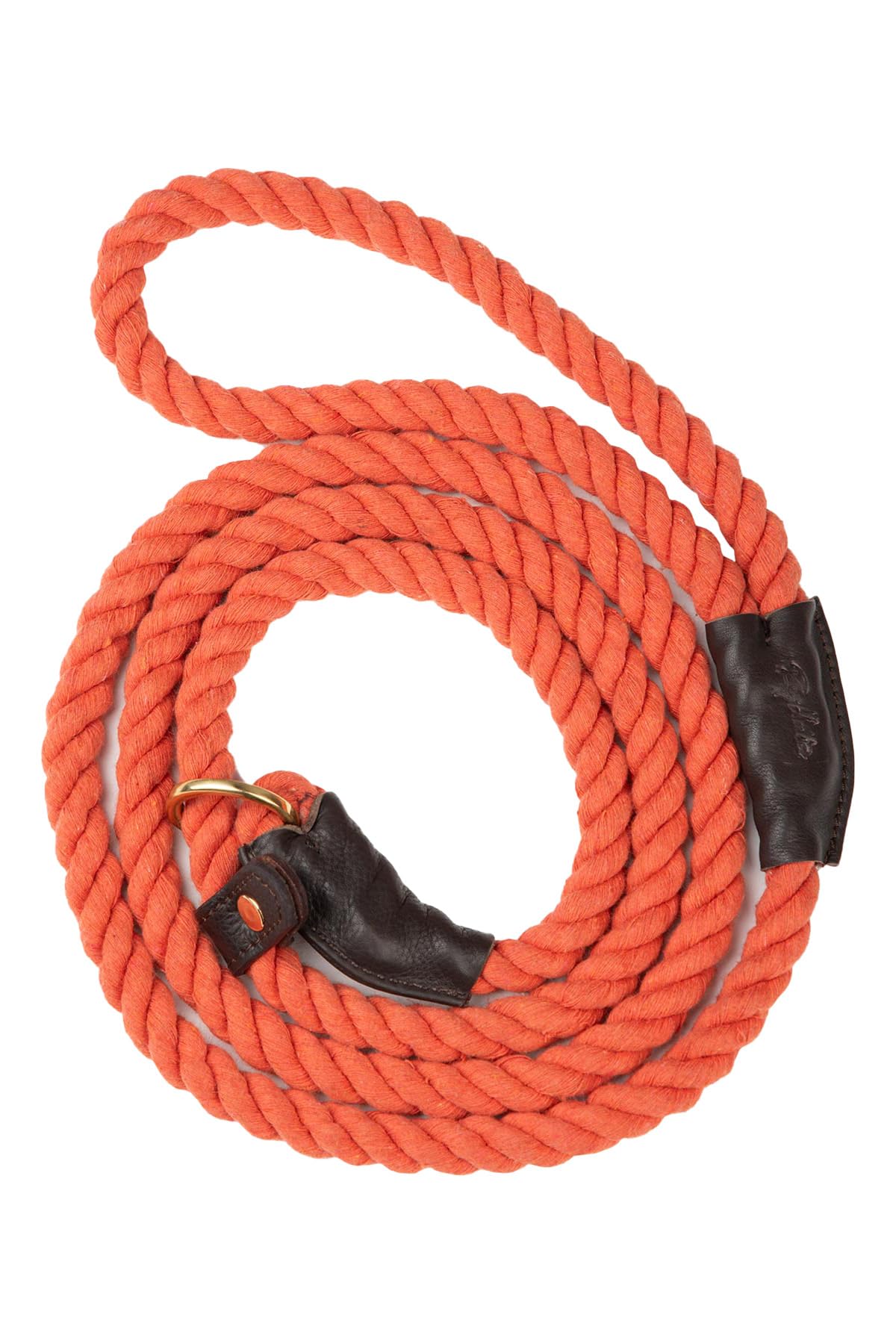 Rope Slip Lead for Dogs Strong Roped Training Slip Leash Pet Puppy Adjustable Cotton Leads (Burnt Orange)