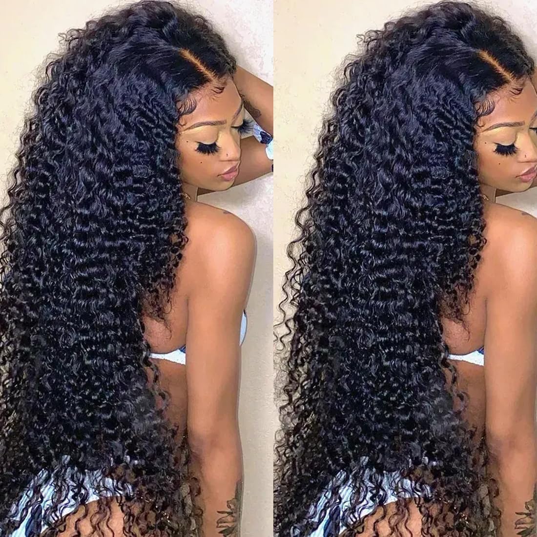 MSGEM 13x6 HD Lace Front Wigs Human Hair Burmese Curly Wig Spiral End 24 inch 200% Density Brazilian Curly Wave Transparent Lace Frontal Wigs for Women Pre Plucked with Baby Hair