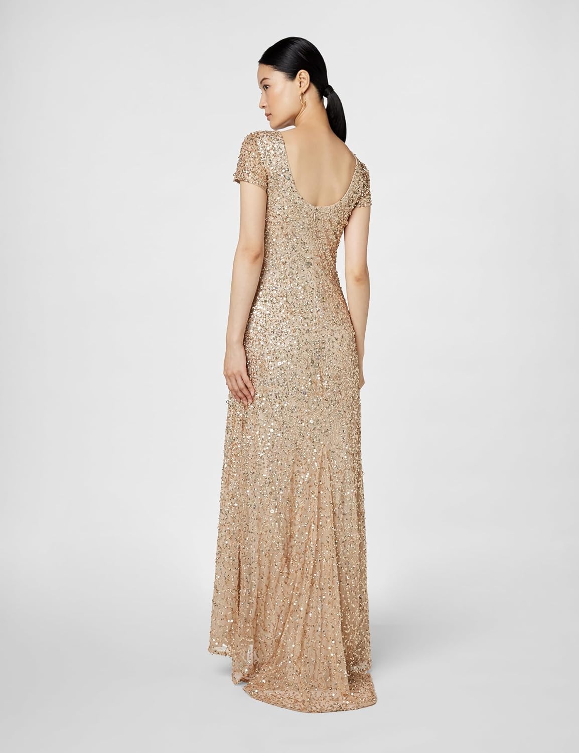 Adrianna Papell Womens Short-Sleeve All Over Sequin Gown - Image 3