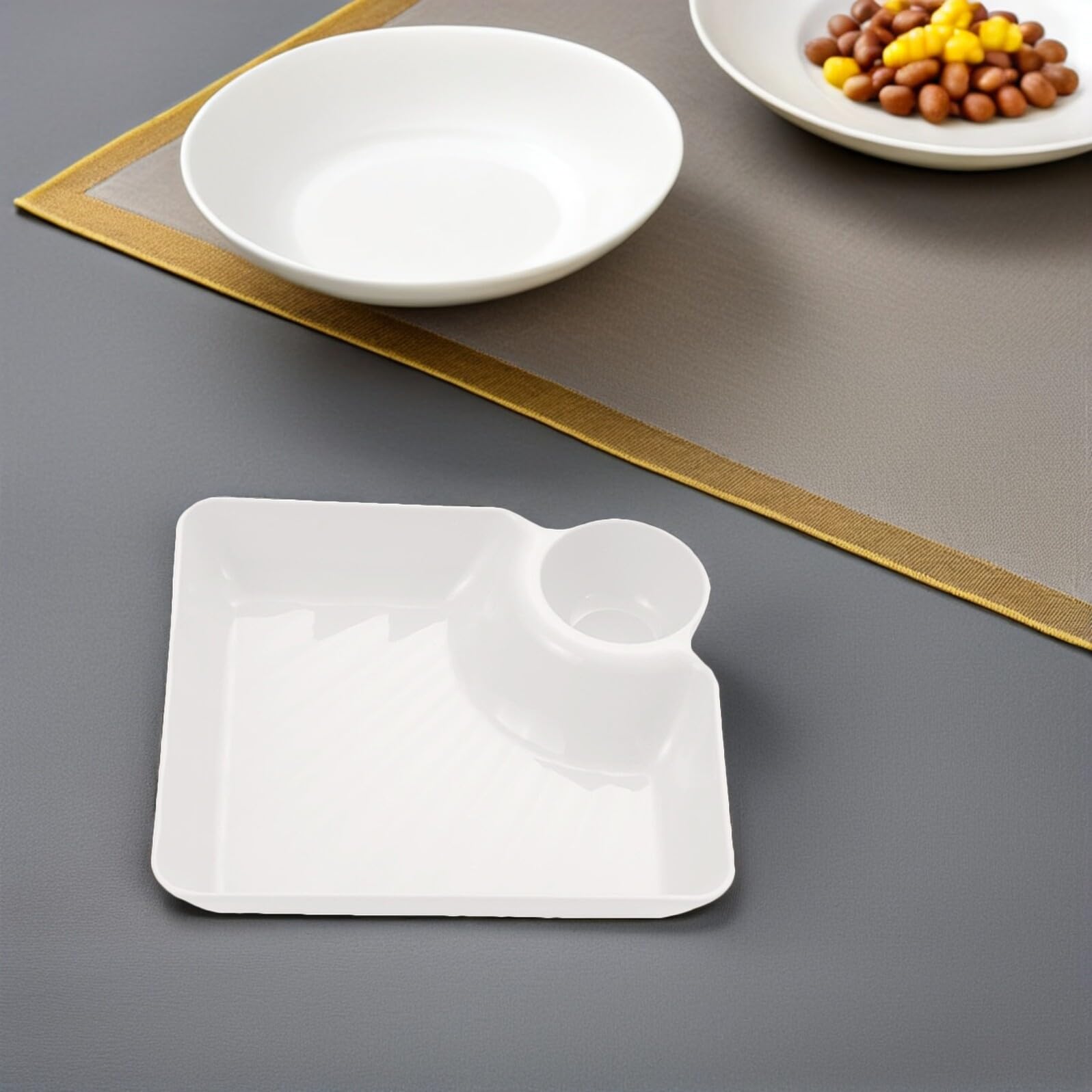 BESPORTBLE Set 6 Pezzi Piatti Portata Divisibili in Pp Bianco per Antipasti con Scomparto per Salsa, Facili da Pulire e Riutilizzabili per Cucina Domestica