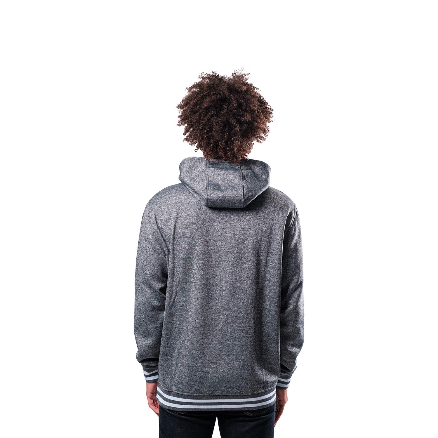 NBA Atlanta Hawks Men's Fleece Hoodie Pullover Sweatshirt Rib Stripe, Large, Charcoal