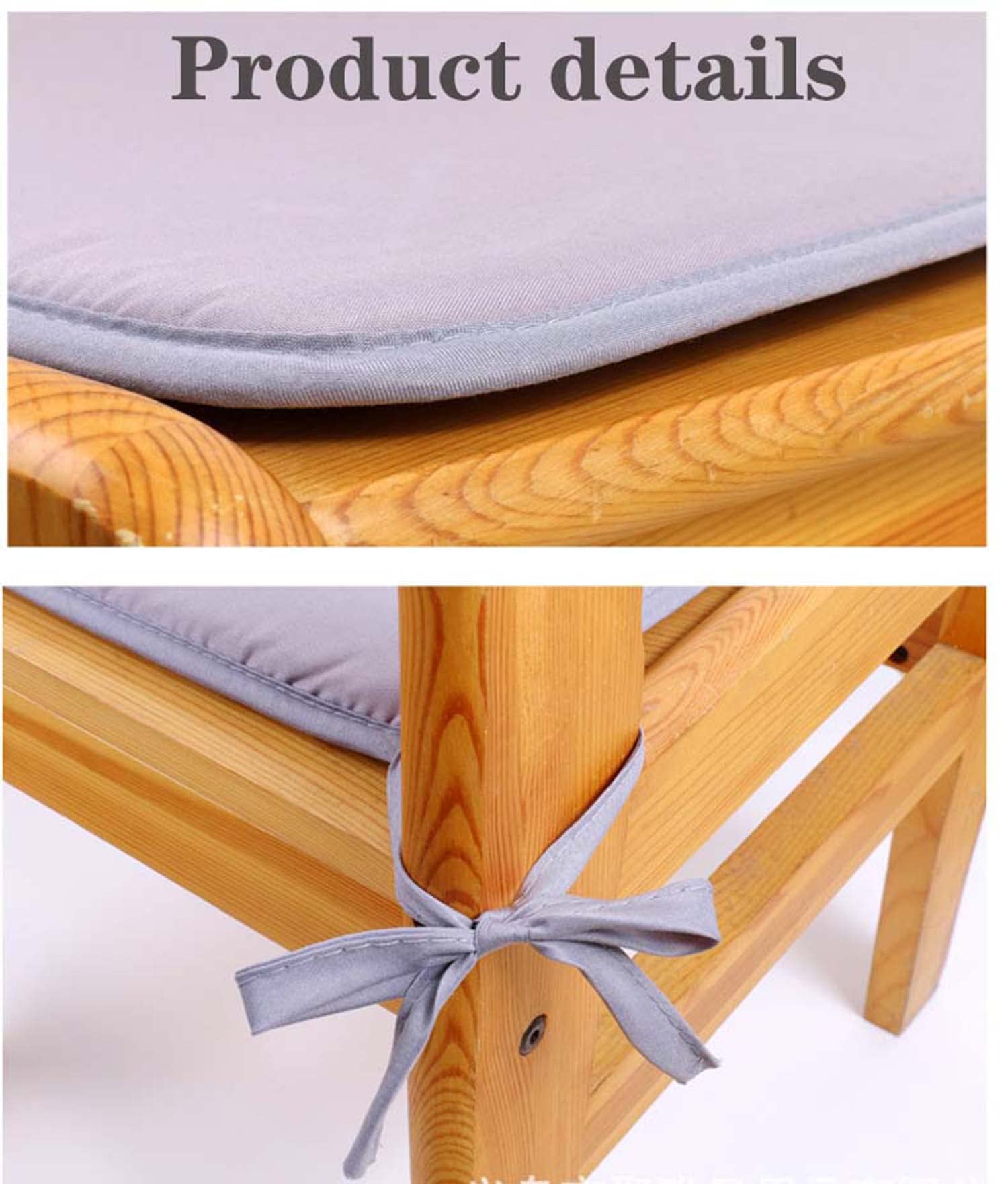 Lot de 2/6/8 coussins de chaise avec attaches 40 x 40 cm, coussins de chaise de salle à manger antidérapants pour jardin, coussin de siège d’intérieur/extérieur (8 pièces, bleu marine)