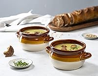 Vista 2 de KooK Tazón de Sopa de Cebolla Francesa, Sopa de Cebolla Francesa, Jarra, Tazón Apto para Horno, Cerámica, Asas, Gres, Lavavajillas, Microondas, Apto