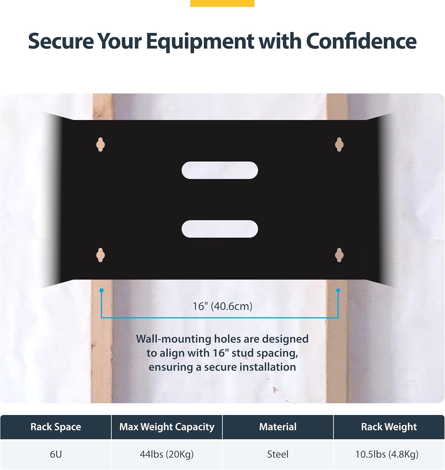 StarTech.com 6U Wall Mount Network Rack - 14 Inch Deep (Low Profile) - 19" Patch Panel Bracket for Shallow Server and IT Equipment, Network Switches - 44lbs/20kg Weight Capacity, Black (WALLMOUNT6)