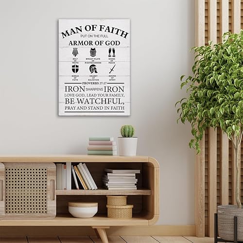 Miniatura 4 de Lienzo cristiano para pared, enmarcado con citas de hombre de fe, proverbios 2717, póster de la Biblia, lienzo, pintura, letrero para decoración del