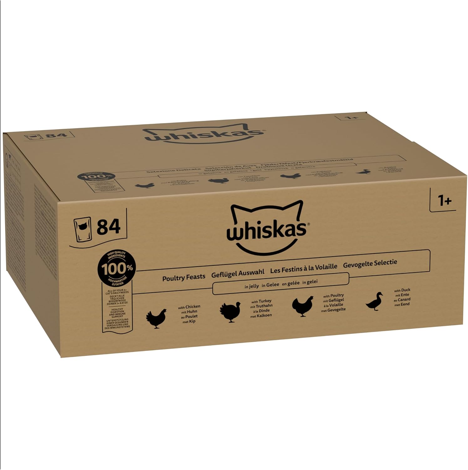 WHISKAS Mokra karma w galarecie dla kotów, 84 x 85 g, wybór drobiu
