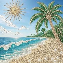 GEMOUJ Beach Pearl Diamond Art Kits for Adults Beginner 11.8 X 11.8In