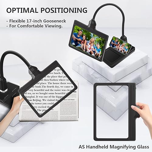 Miniatura 4 de JUOIFIP Lámpara de escritorio con lupa LED desmontable con salida USB, lupa 4X para lectura, manualidades y reparación electrónica con iluminación
