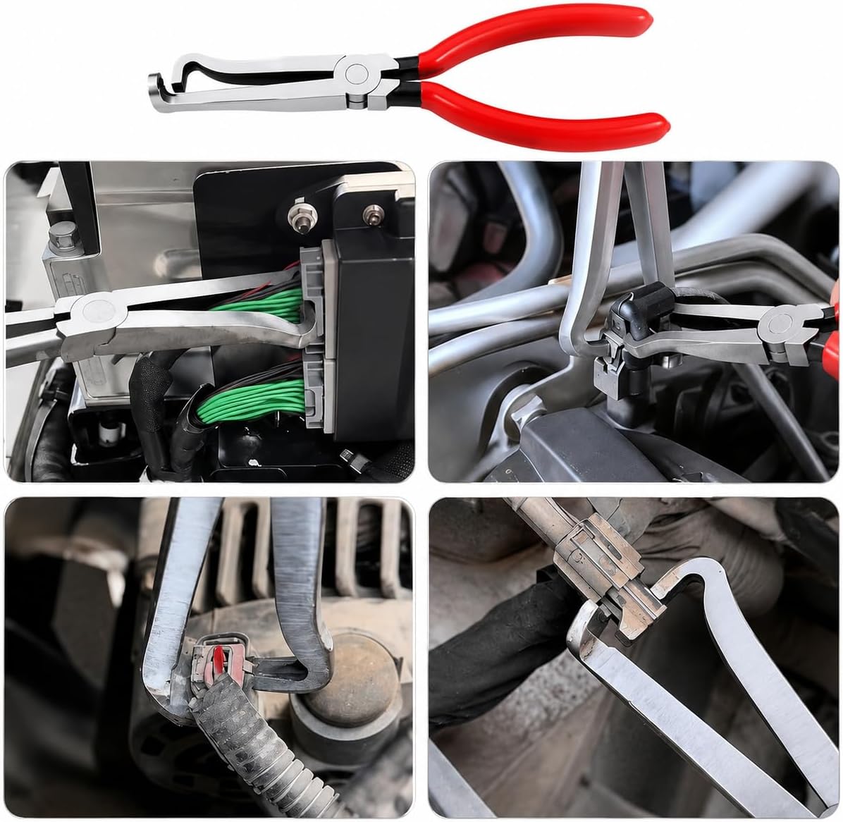 Electrical Disconnect Pliers Set, 5PCS Automotive Connector Removal Tools for Fuel Line, Sensor, Injector & Ignition Coil, with Storage Case (Red)
