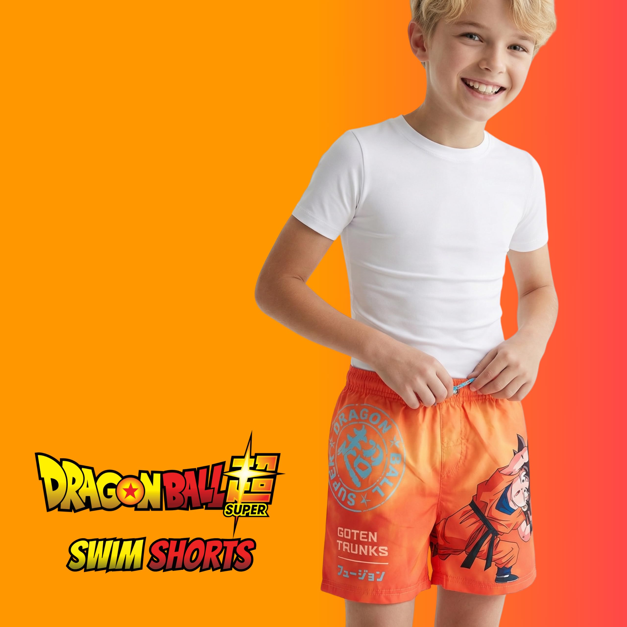 Dragon Ball Z Shorts de Bain Garçon, Maillot de Bain Bermudas pour Enfant, Tailles 4 à 12 Ans