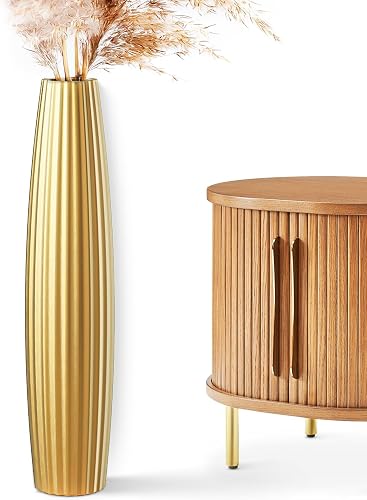Floor Vases, Tall Floor Vase 23.6 inch (60CM, 1.96FT) Tall Vases, Sturdy Gold Vase for Living Room Decor, Resin Gold