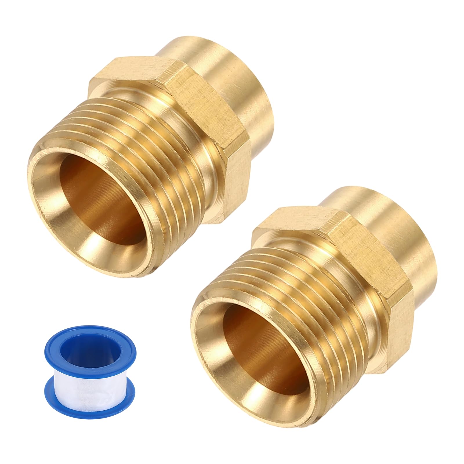 sourcing map 2Pcs Pressure Washer Adapter, G1/4" Female to M22 14mm Male Quick Connect Fittings Brass Swivel Adapter with Sealant Tape for Pressure Power Washers Hose