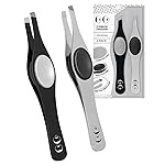 Tweezers for Facial Hair Women - Slant Tip Eyebrow Tweezers, Stainless Steel with Sharp Precision Tip for Shaping Eyebrows, and Ingrown & Fine Hair Removal - Non-Slip Grip