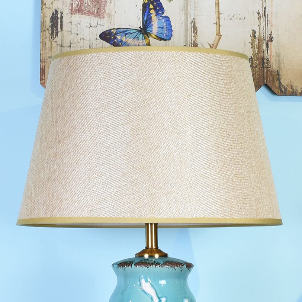 Lampada da Tavolo, Lampada da Comodino per Camera da Letto, Realizzata a Mano in Ceramica con Paralume in Tessuto, Moderna, per Comodino, Soggiorno, scrivania.
