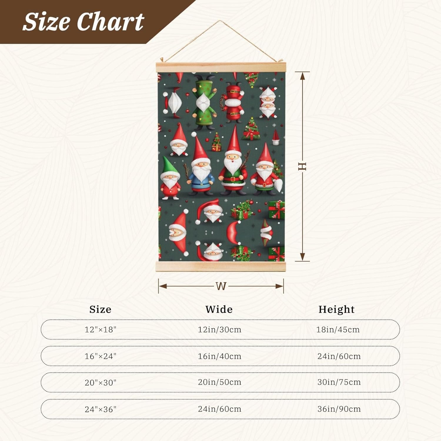 Xmas Funny Gnomes Print Poster Hanger,Hanging Poster, Poster Frame,Wood Poster Hanger, For Wall Hanging