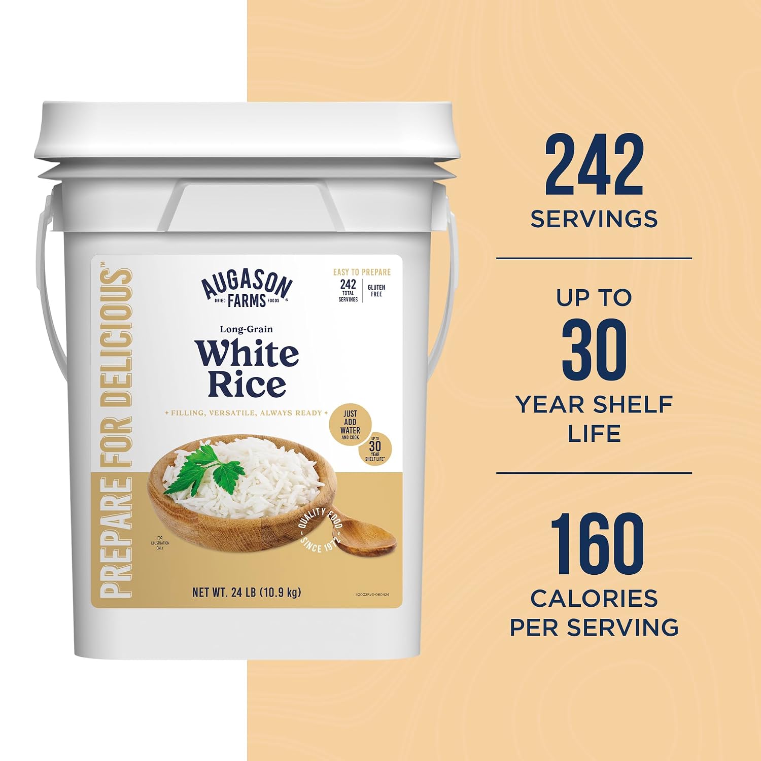 Augason Farms Long-Grain White Rice Bucket image 4