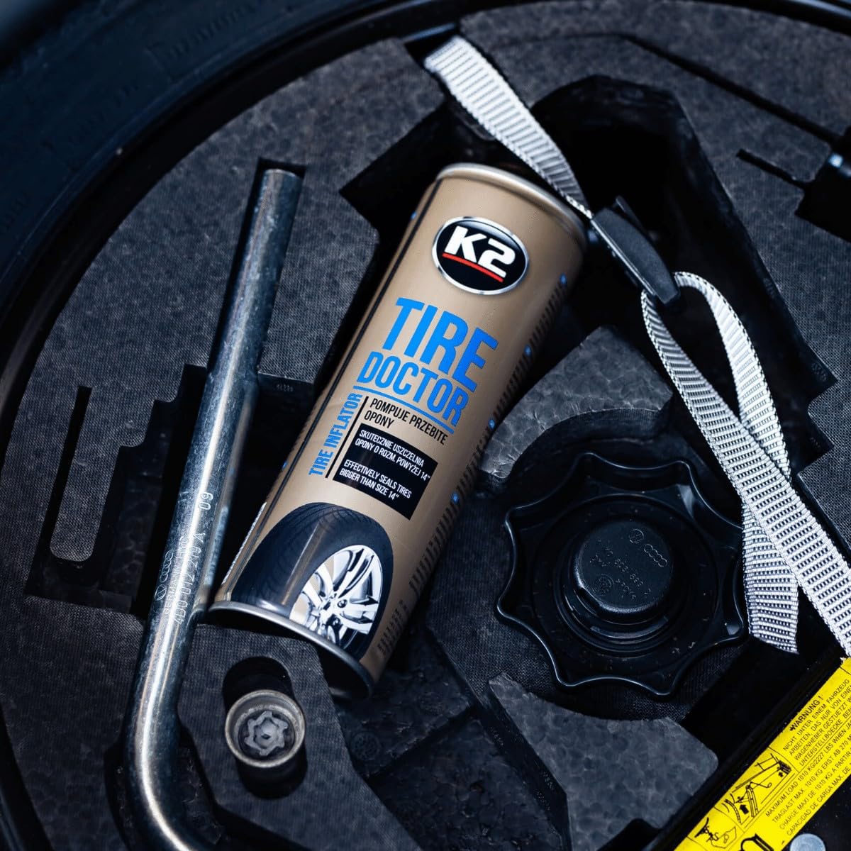 K2 Bombeo y Reparación de Ruedas Tire Doktor | 535 ml |Sellado Rápido | Eficiente | Ideal para Emergencias | No Daña los Neumáticos