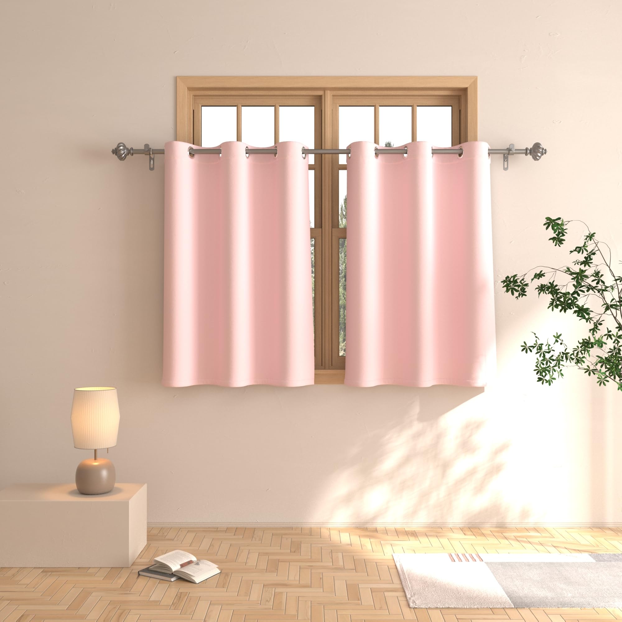 Rideaux courts à œillets rose UPOPO lot de 2 pour petite fenêtre de chambre de fille