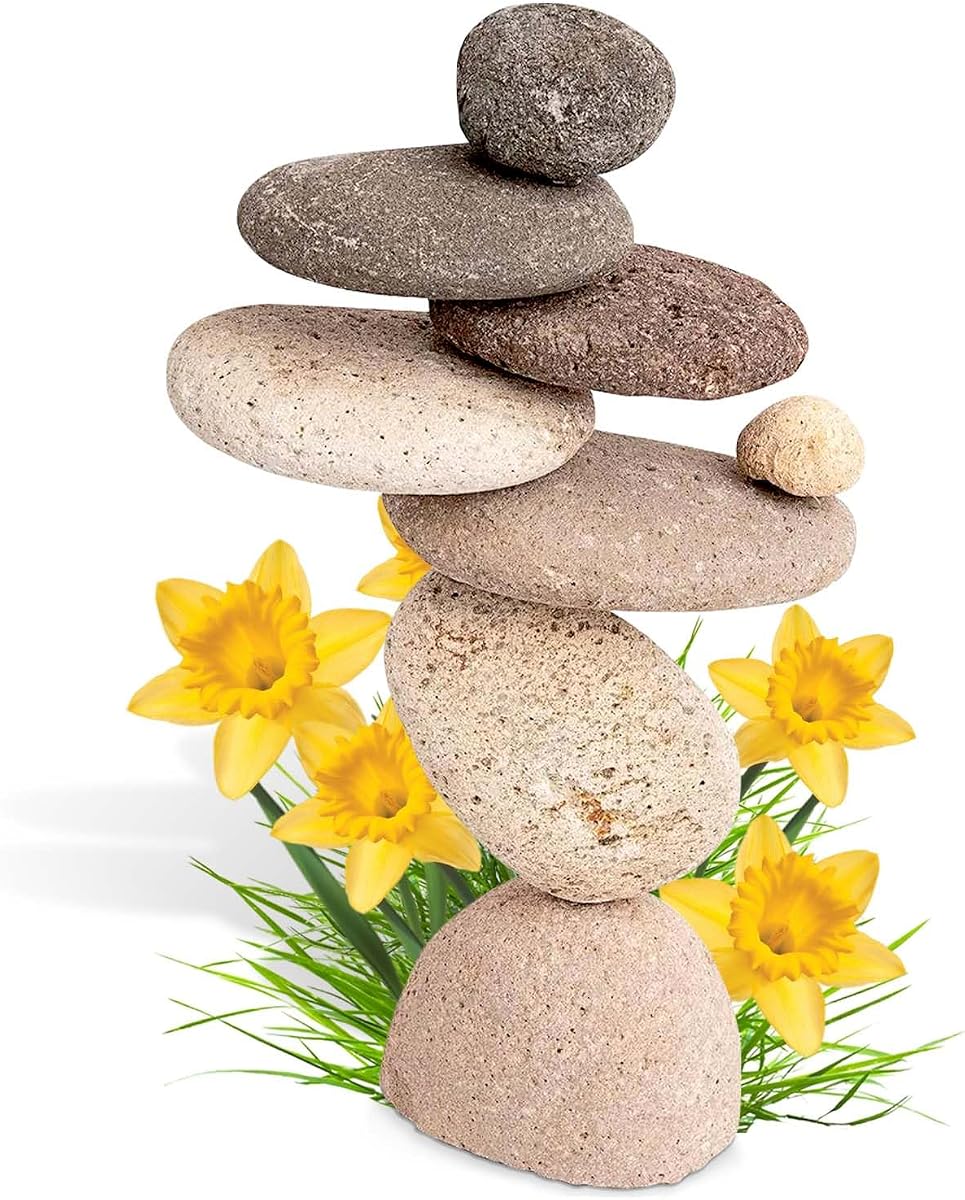 Zen Stacked Rocks Sculpture | Cairn Statue Balancing Rock Stone Decor for Japanese Garden | Stacking Pebbles