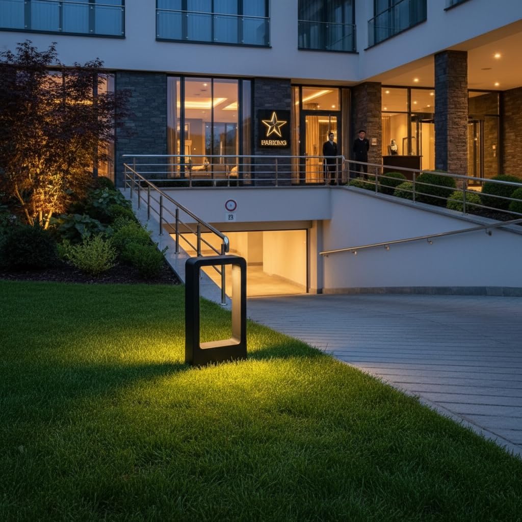 BARCELONA LED Bolardo LED Exterior 7W IP65 Negro Aluminio Luz Cálida 3000K Baliza Jardín Moderna Minimalista Iluminación Camino Patio Terraza Exterior Resistente Agua Diseño Industrial