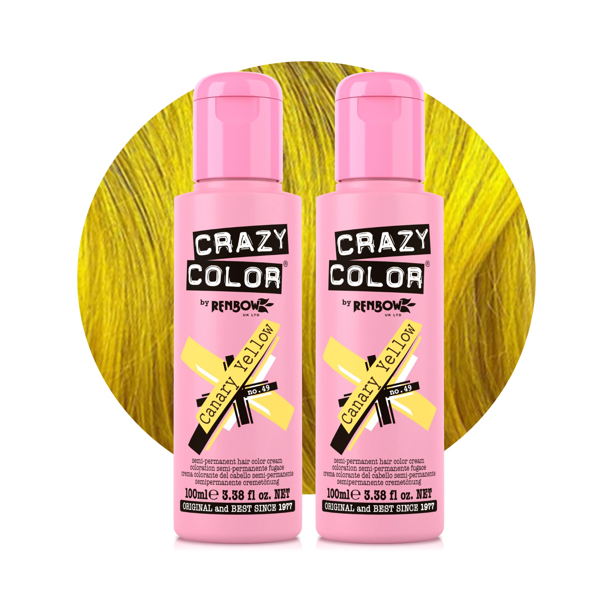 Vibrant Canary Yellow Semi-Permanent Duo Hair Dye. Highly Pigmented Bright Yellow Conditioning & Oil Nourishing Vegan Formula | No Bleach or Ammonia | 200ml