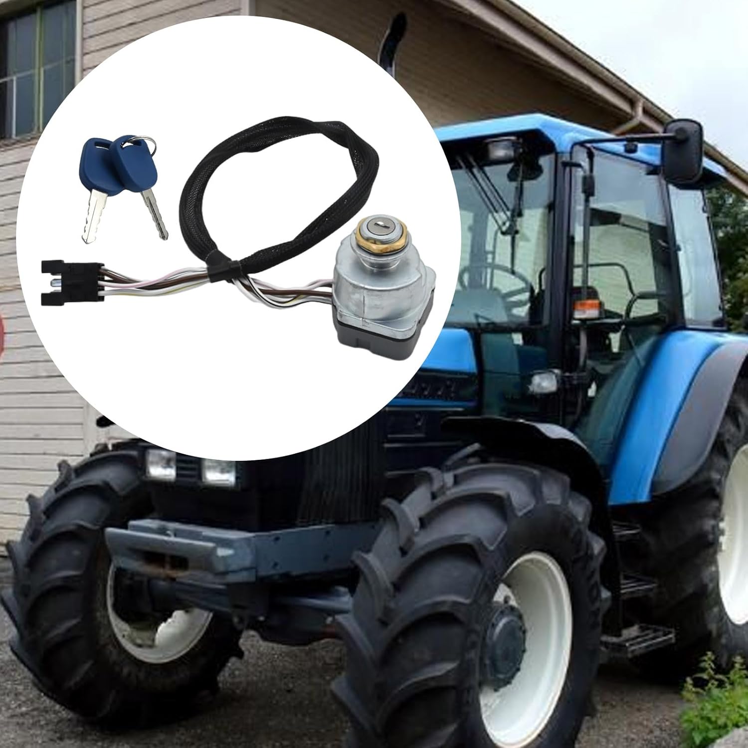 87561528 Ignition Switch with Key Replacement for Ford Holland 5640 6640 7740 7840 8160 8240 8260 8340 8360 8560 Tractors Replaces 81864288 F0NN11N501AA