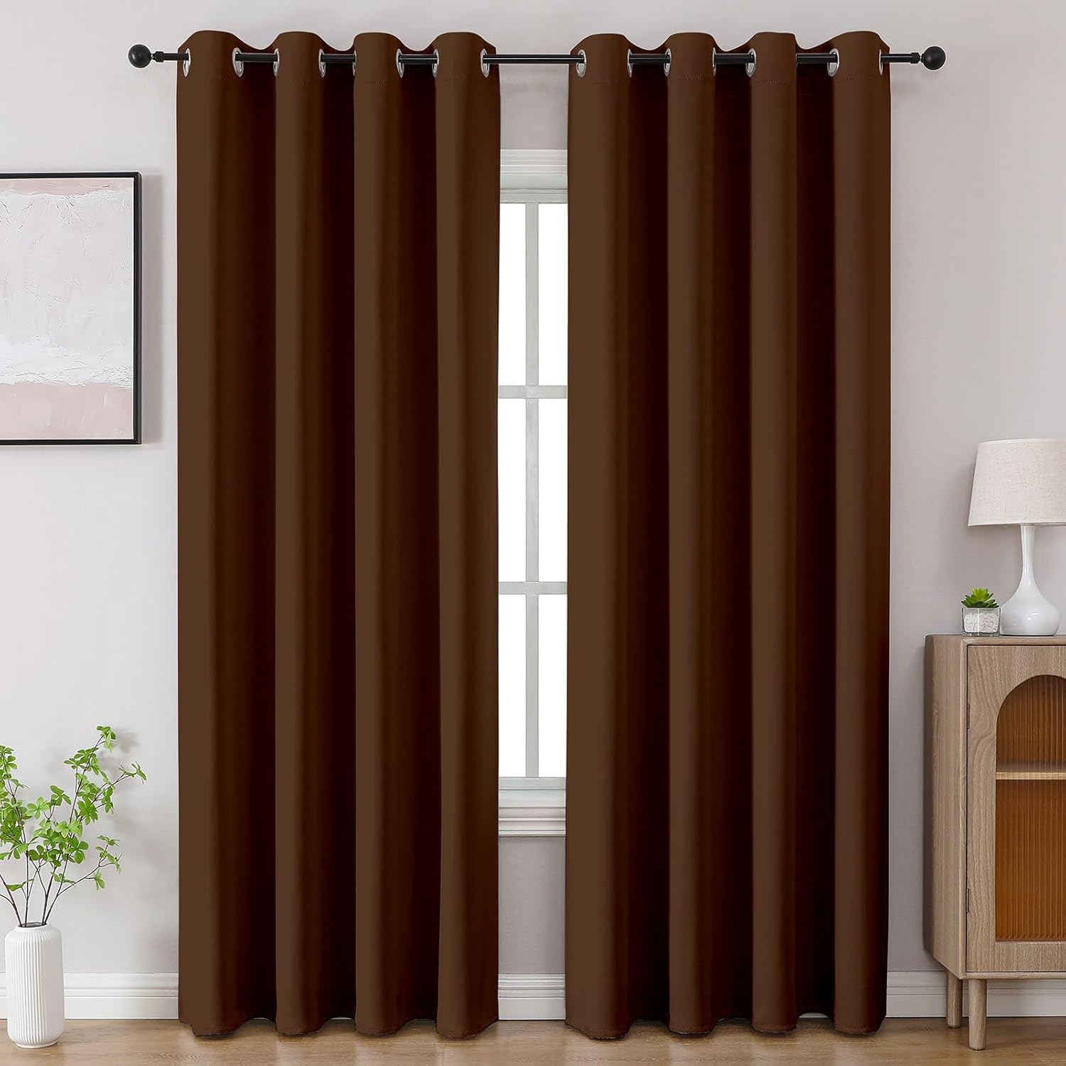 CUCRAF Brown Blackout Curtains 84 inch Length 2 Panels Set, Room Darkening Drapes for Living Room Bedroom, Thermal Insulated Light Blocking Grommet Window Curtain (W52 x L84 Inch)
