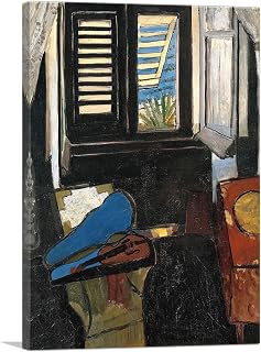 ARTCANVAS Interior With a Violin 1917 Canvas Art Print Stretched Framed Painting Picture Poster Giclee Wall Decor by Henri Matisse - 18" x 12" (0.75" Deep)