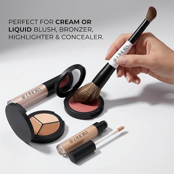 Lamora Dual Ended Makeup Brush - Blush + Concealer - Duo Angled Face Brush