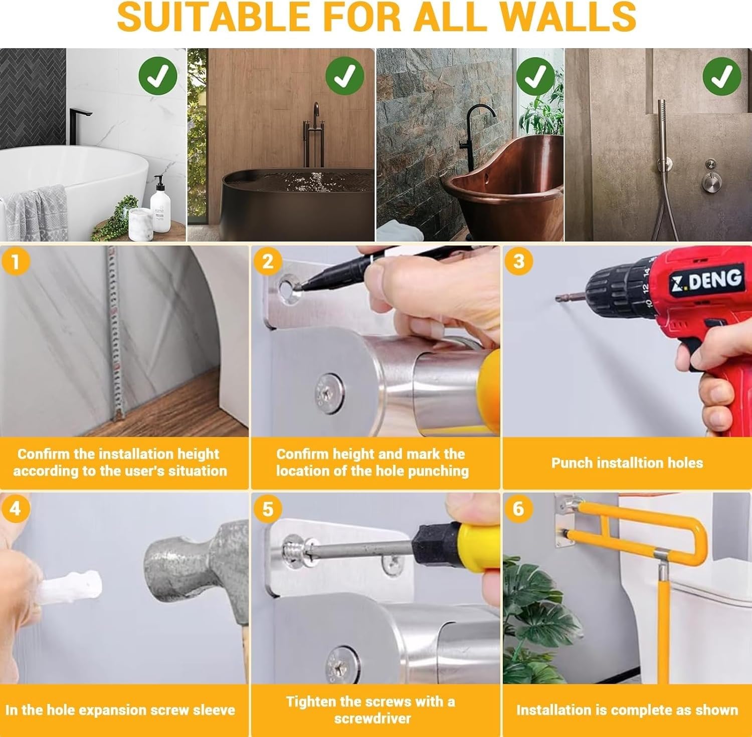 Asa De Seguridad para Baño,Barra De Apoyo para Inodoro,Barra Abatible Inoxidable Adaptado A Personas Mayores Y con Minusvalías Agarraderas Asidero Plegable Resistencia Al Deslizamiento 75CM
