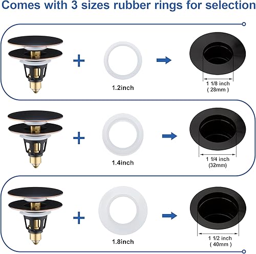 Miniatura 3 de Tapón universal 3 en 1 para lavabo de baño, tapón de drenaje desplegable para fregadero, botón de repuesto de tapón de drenaje para lavabo, tapón