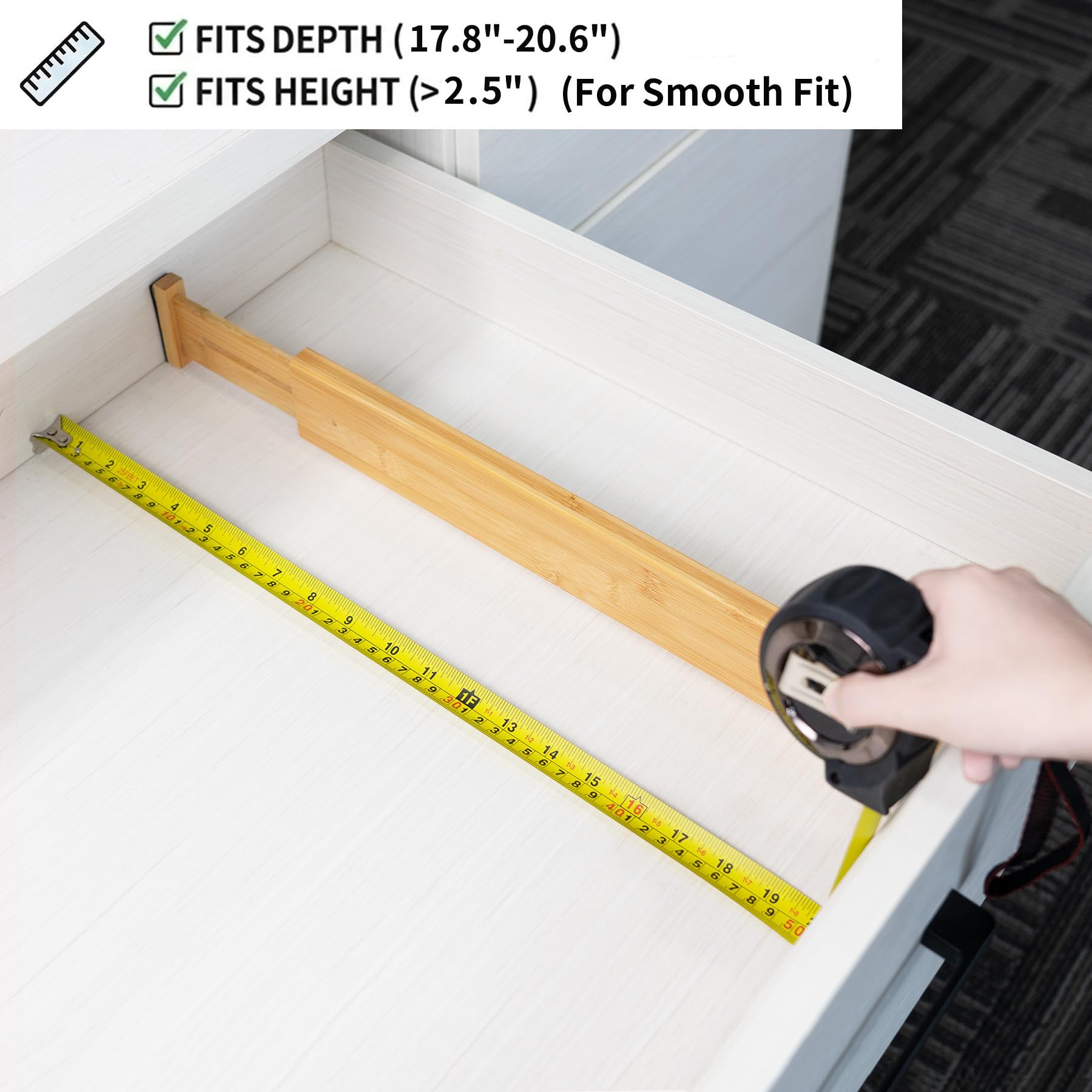 Lifewit Set van 2 ladeverdelers, natuurlijk bamboe, verstelbare ladeverdelers voor binnenlengte 41,7-56,4 cm en hoogte > 12,7 cm, organizer opbergsysteem voor keuken, kledingkasten, bureau Lifewit Set van 2 ladeverdelers, natuurlijk bamboe, verstelbare ladeverdelers voor binnenlengte 41,7-56,4 cm en hoogte > 12,7 cm, organizer opbergsysteem voor keuken, kledingkasten, bureau
